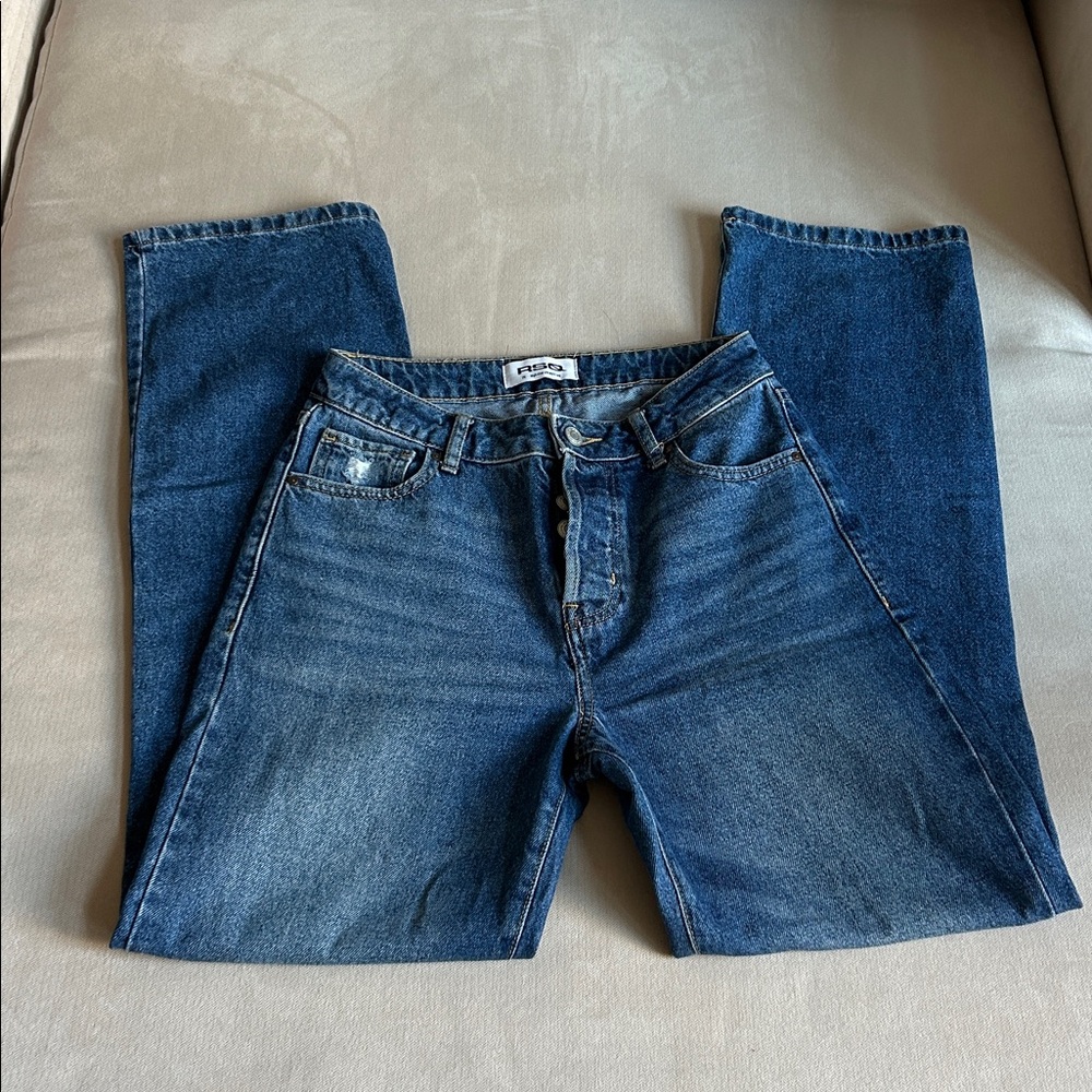 RSQ High Rise Blue Denim Straight Leg Button fly Jeans Women’s Size‎ 25
